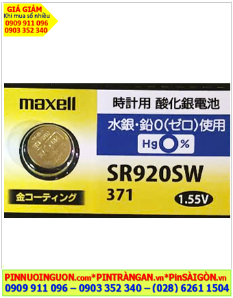 Maxell SR920SW, Pin đồng hồ 1.55v Silver Oxide Maxell GOLD SR920SW - Pin 371 (pin được mạ I-ON vàng)
